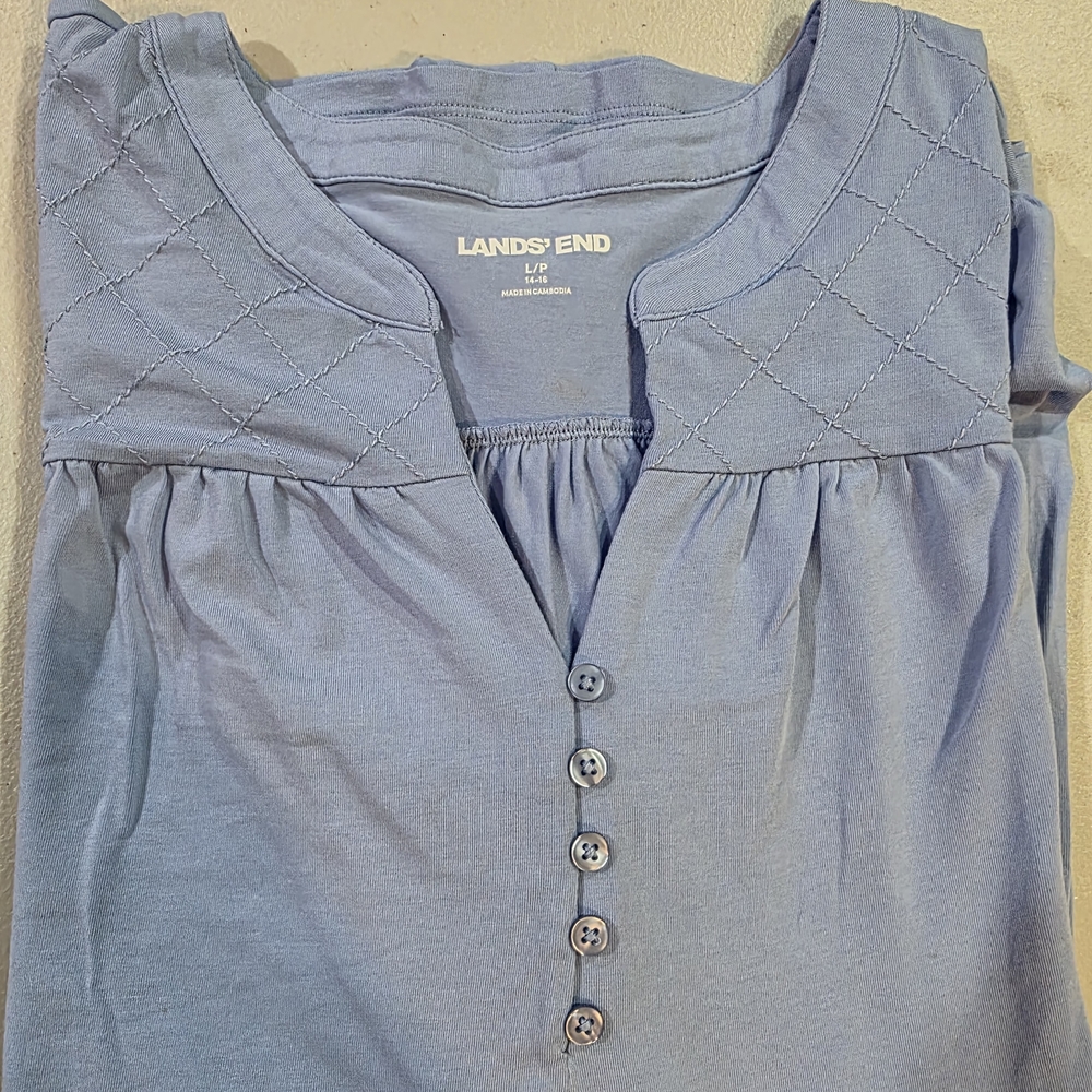 Lands' End Women's Sky Blue Long Sleeve Top - Picture 2 of 3
